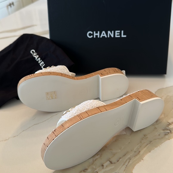 NWT. CHANEL Chain CHA-NEL Cotton Tweed and Cork - Picture 3 of 6